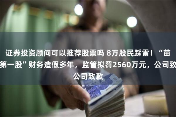 证券投资顾问可以推荐股票吗 8万股民踩雷！“苗药第一股”财务